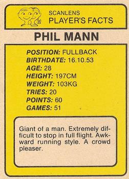 1981 Scanlens #95 Phil Mann Back